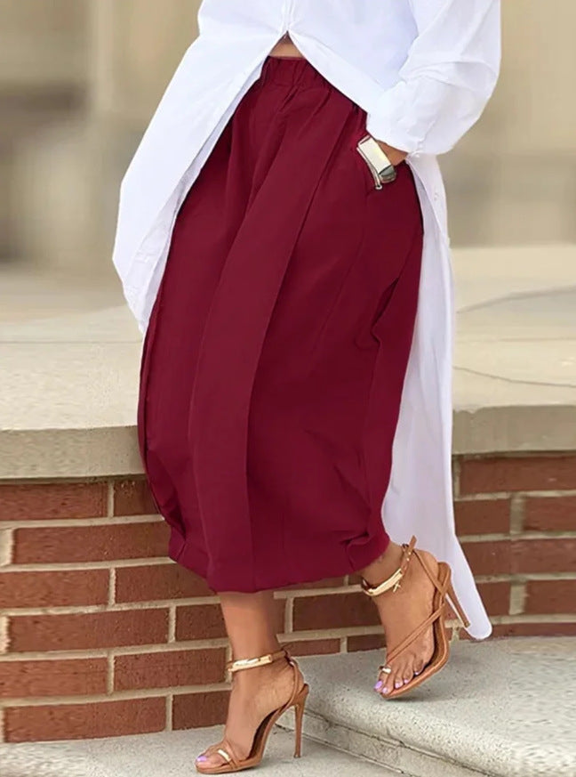 Casual Solid Color Wide Leg Pants