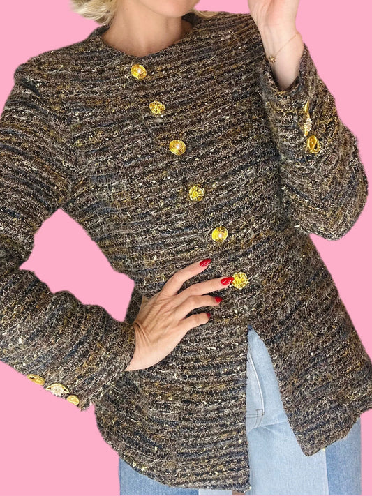 Button Up Fashion Tweed Blazer