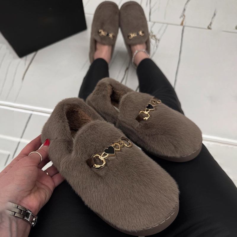 Imitation Mink Wool Flat Warm Pedal Slip-on Shoes
