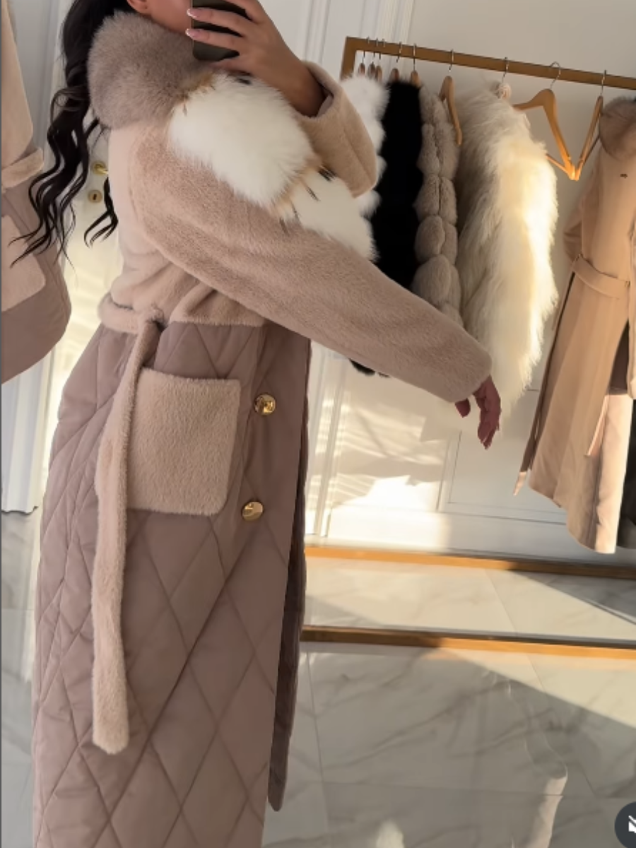 Plush Collar Long Coat