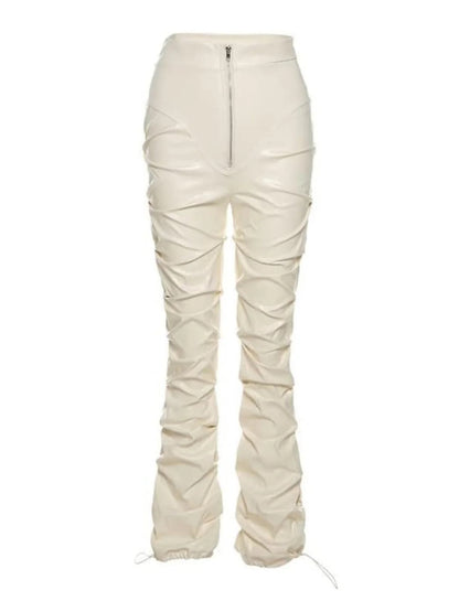 Faux Leather Ruffled Leggings