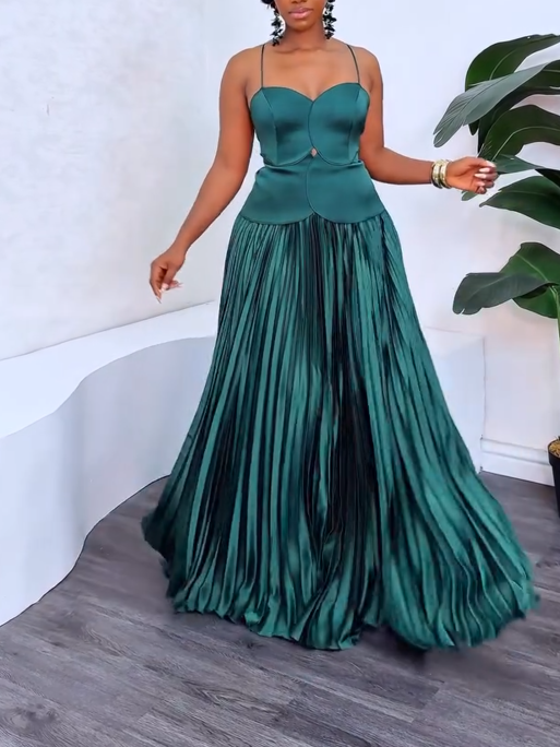 Peacock Green Pleated Skirt
