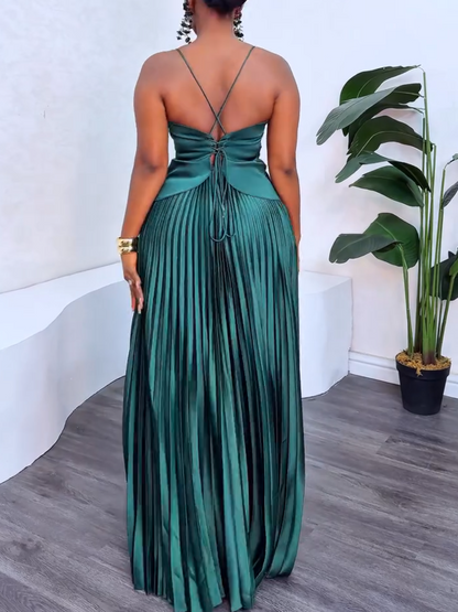Peacock Green Pleated Skirt