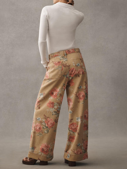 The  Double Hem High-Rise Wide-Leg Cuffed Jeans