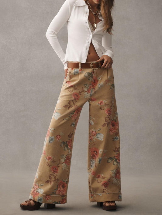 The  Double Hem High-Rise Wide-Leg Cuffed Jeans