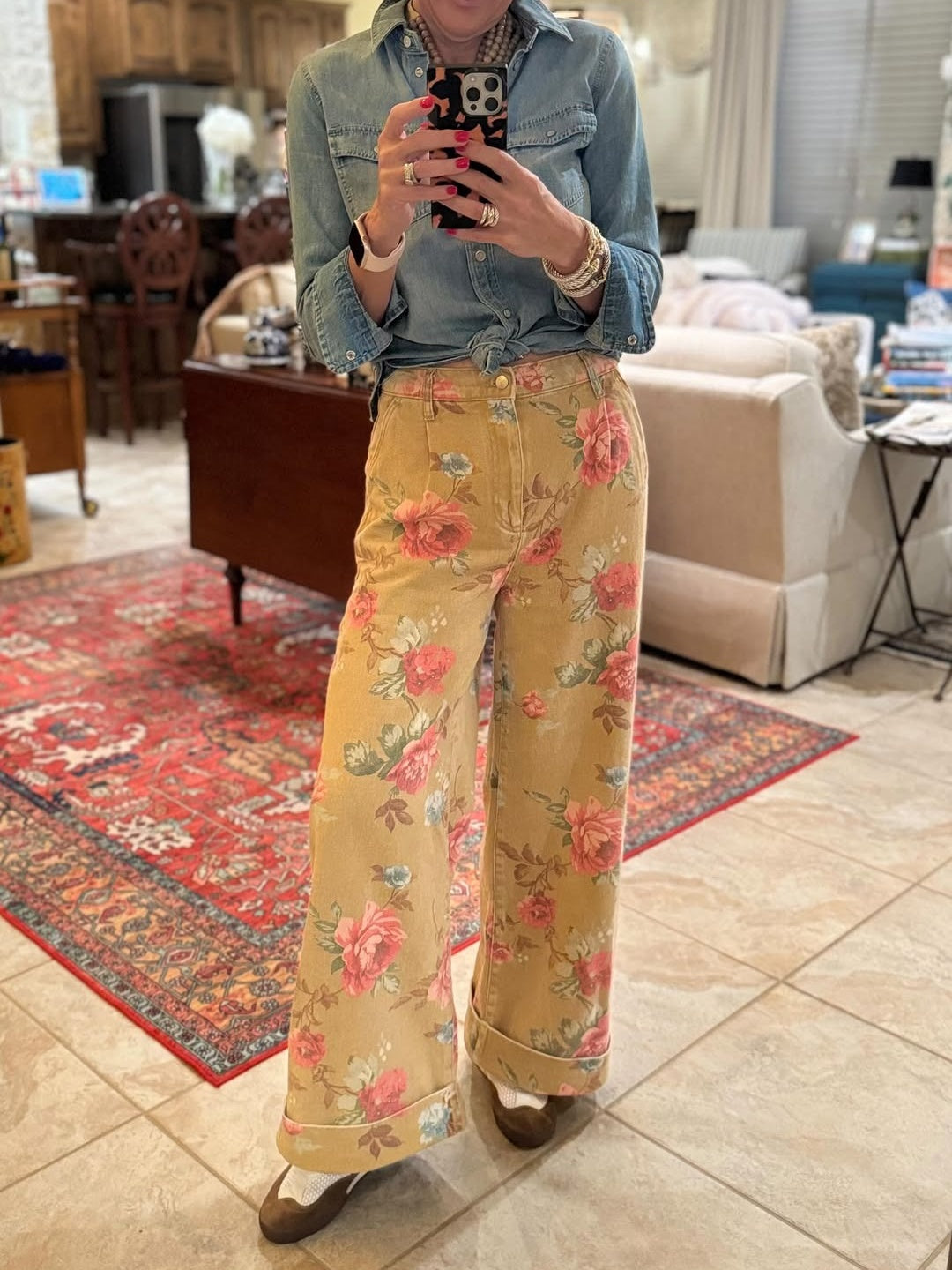 The  Double Hem High-Rise Wide-Leg Cuffed Jeans