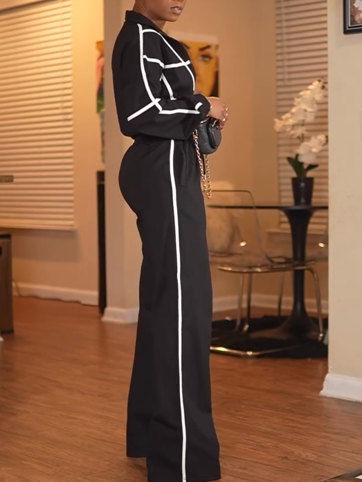 White Striped Sports Suit
