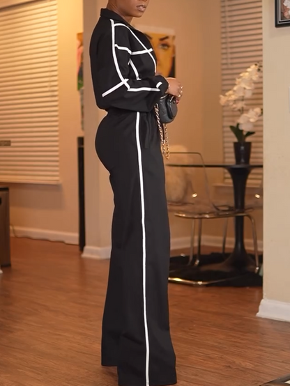White Striped Sports Suit