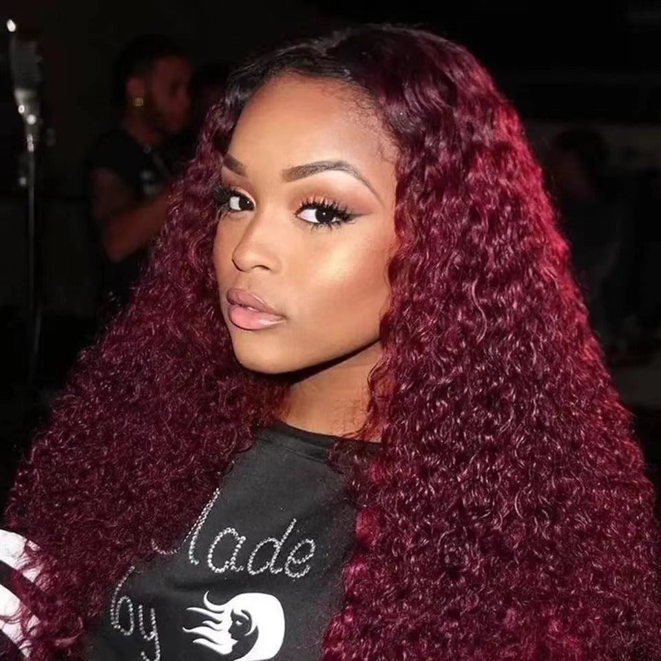 Women's Long Curly Lace Front Human Hair Wig