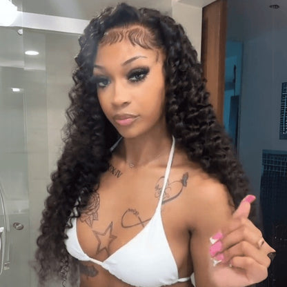 Women's Long Curly Lace Front Human Hair Wig