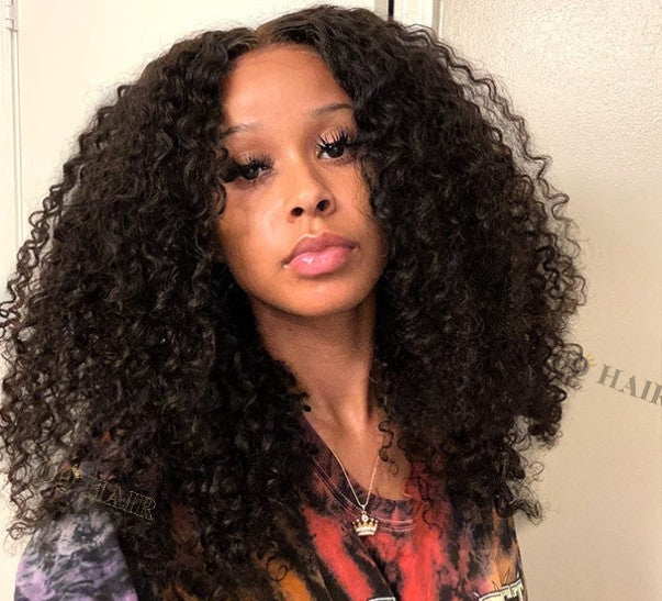 Short Curly Wigs 7x5 Lace Pre Cut Lace Closure 100% Glueless Wigs