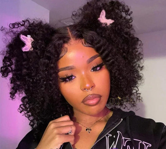Short Curly Wigs 7x5 Lace Pre Cut Lace Closure 100% Glueless Wigs