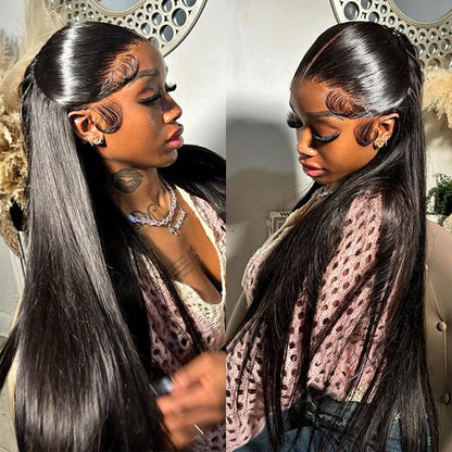 Silky Straight Easy Wear Go Glueless Wigs Pre Cut HD Lace Closure Wig