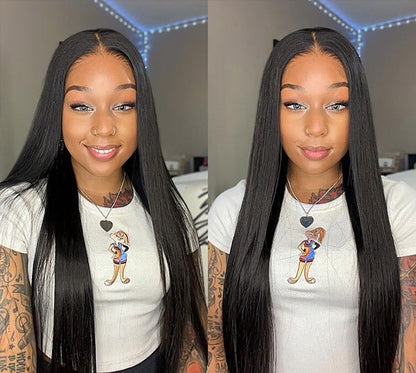 Silky Straight Easy Wear Go Glueless Wigs Pre Cut HD Lace Closure Wig
