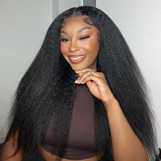Kinky Straight Hair Wear Go Glueless Wigs 7x5 HD Lace Pre Cut Lace Closure Wigs