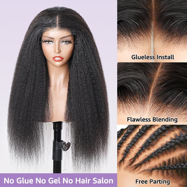 Kinky Straight Hair Wear Go Glueless Wigs 7x5 HD Lace Pre Cut Lace Closure Wigs