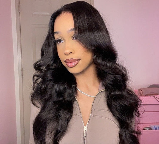 Body Wave Face-Framing Curtain Bangs Layered Cut Bleached Knots Wear Go Glueless Wig