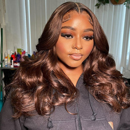 Body Wave Face-Framing Curtain Bangs Layered Cut Bleached Knots Wear Go Glueless Wig