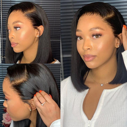 Straight Hair Short Bob Human Hair 13x4 HD Lace Frontal Wigs Pre-plucked Natural Hairline