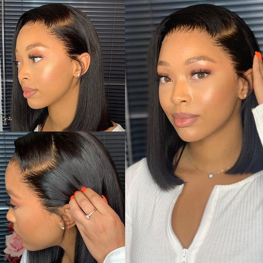 Straight Hair Short Bob Human Hair 13x4 HD Lace Frontal Wigs Pre-plucked Natural Hairline