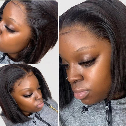 Straight Hair Short Bob Human Hair 13x4 HD Lace Frontal Wigs Pre-plucked Natural Hairline