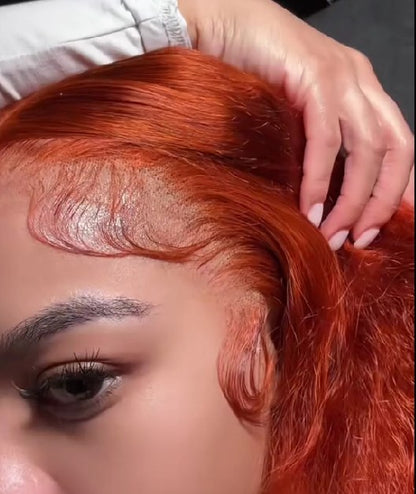 Ginger Deep Wave Lace Front Wigs Human Hair 180% Density Orange 13x4 Curly Lace Frontal Wigs