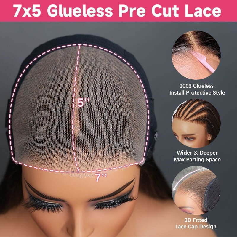 Natural Crimps Curls Loose Deep Wave HD Lace Frontal Glueless 7x5 HD Lace Wig