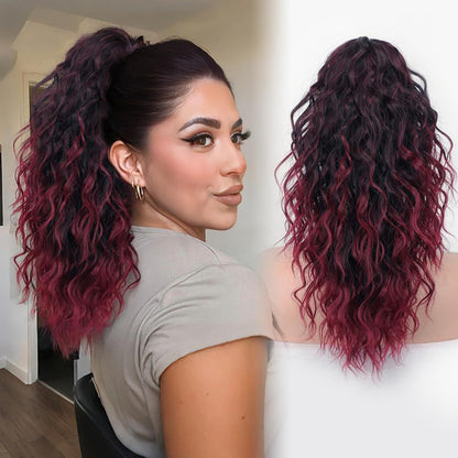 Claw Clip Ponytail Extension 18 Inch Wavy Pony Tails Hair Extensions Layered Fluffy Clip On Ponytails For Women Synthetic Hairpieces