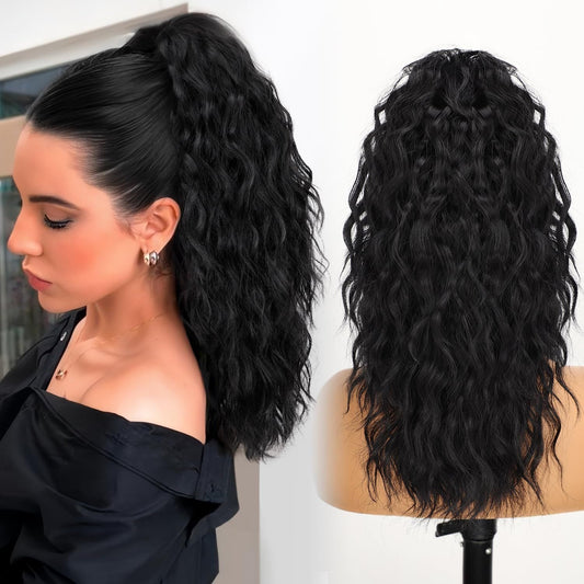 Claw Clip Ponytail Extension 18 Inch Wavy Pony Tails Hair Extensions Layered Fluffy Clip On Ponytails For Women Synthetic Hairpieces