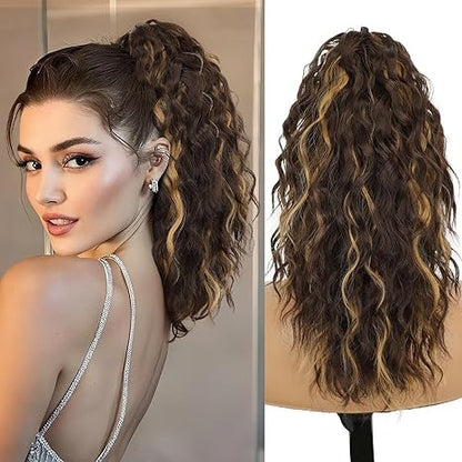 Claw Clip Ponytail Extension 18 Inch Wavy Pony Tails Hair Extensions Layered Fluffy Clip On Ponytails For Women Synthetic Hairpieces