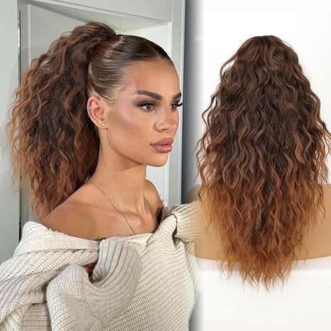 Claw Clip Ponytail Extension 18 Inch Wavy Pony Tails Hair Extensions Layered Fluffy Clip On Ponytails For Women Synthetic Hairpieces