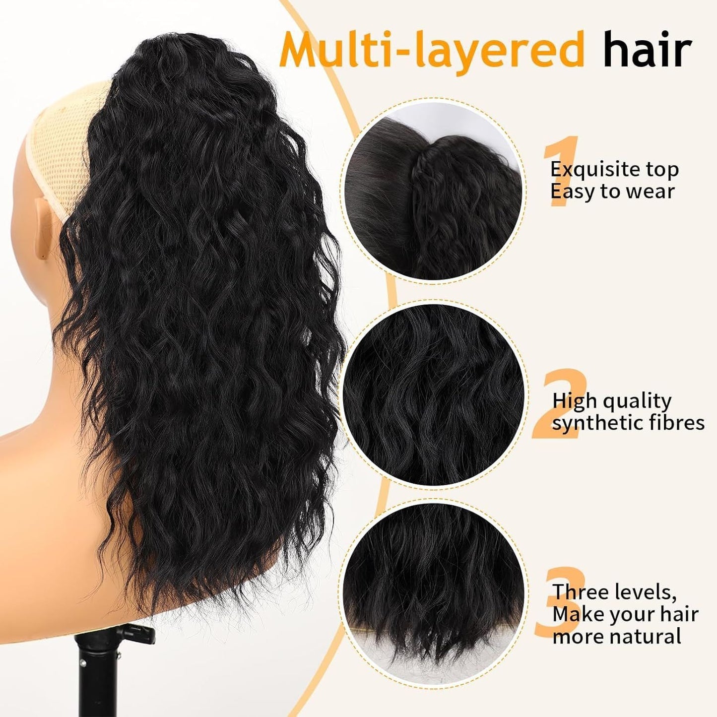 Claw Clip Ponytail Extension 18 Inch Wavy Pony Tails Hair Extensions Layered Fluffy Clip On Ponytails For Women Synthetic Hairpieces