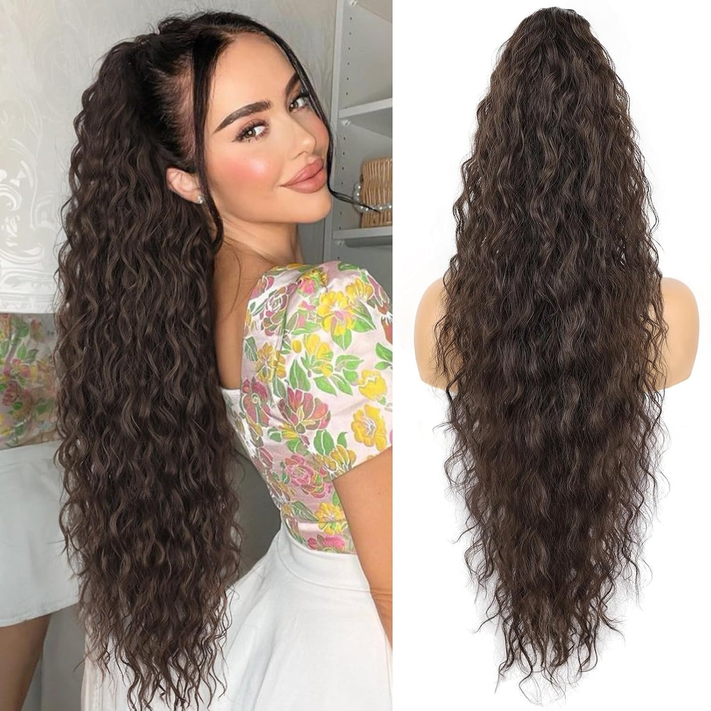 Claw Clip Long Wavy Ponytail Extension 30" Fluffy Natural Looking Synthetic Hairpiece