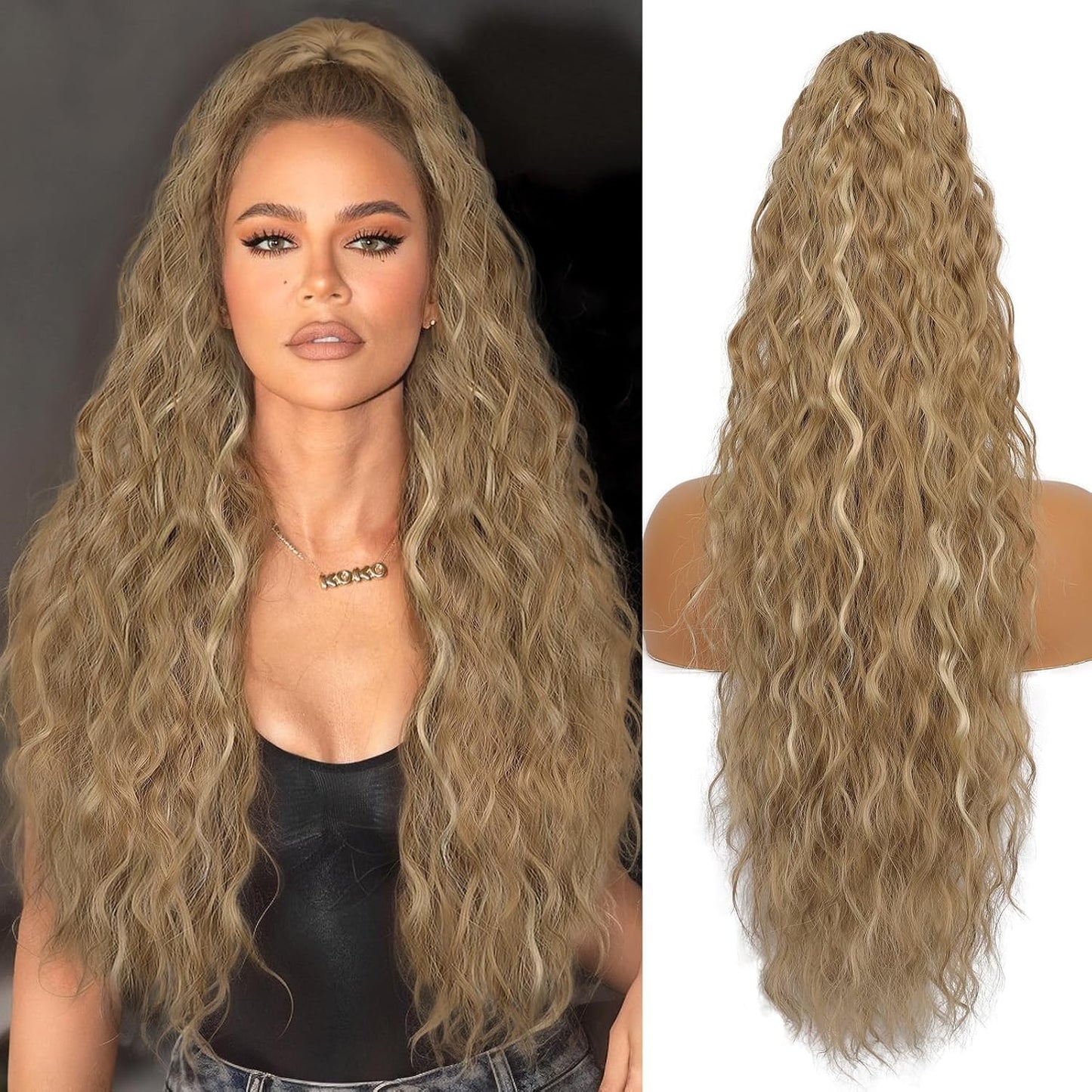 Claw Clip Long Wavy Ponytail Extension 30" Fluffy Natural Looking Synthetic Hairpiece