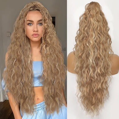Claw Clip Long Wavy Ponytail Extension 30" Fluffy Natural Looking Synthetic Hairpiece