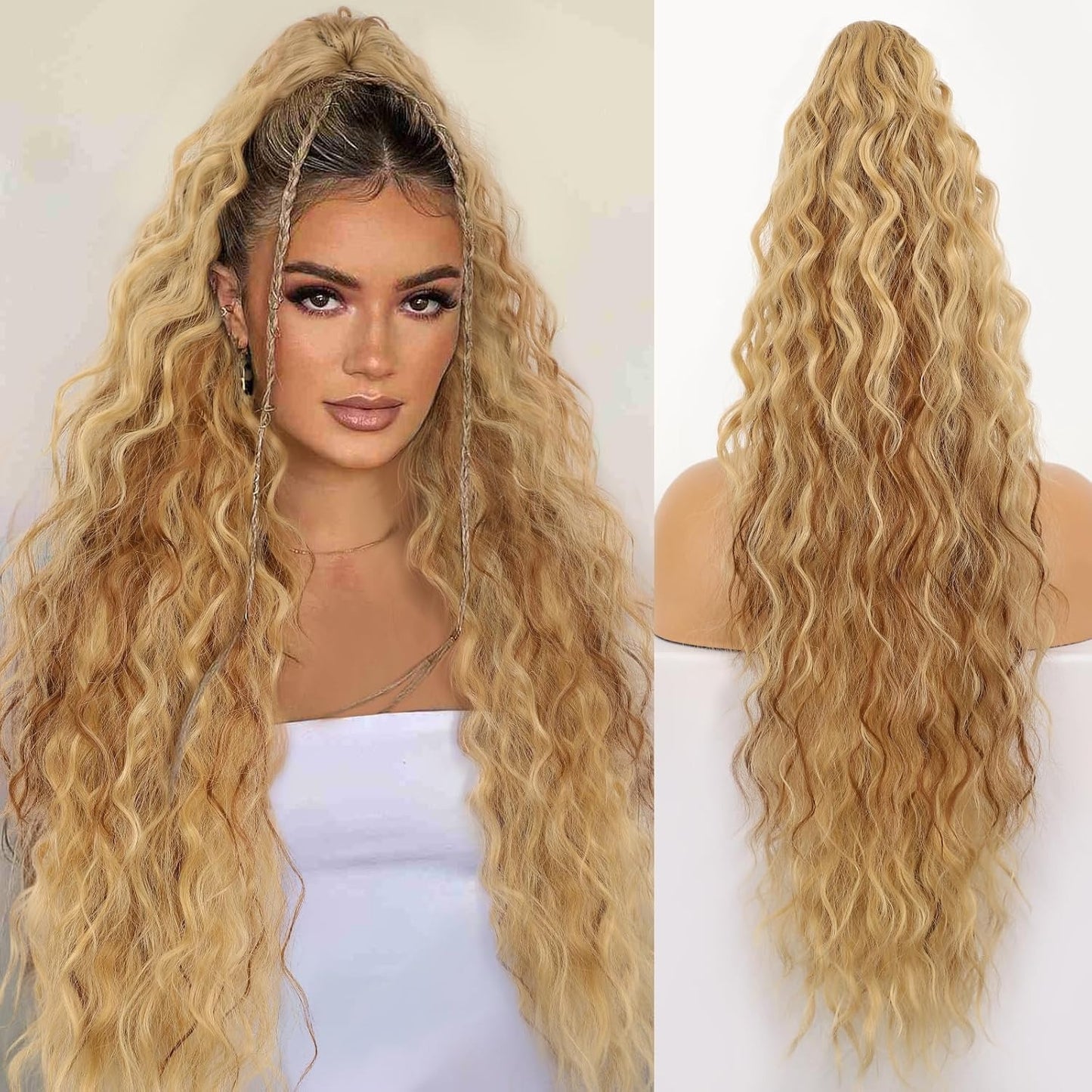 Claw Clip Long Wavy Ponytail Extension 30" Fluffy Natural Looking Synthetic Hairpiece