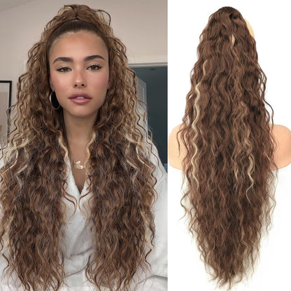 Claw Clip Long Wavy Ponytail Extension 30" Fluffy Natural Looking Synthetic Hairpiece
