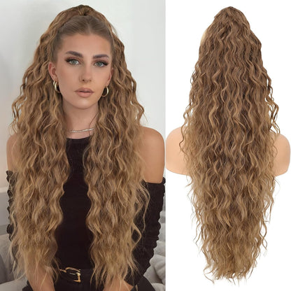 Claw Clip Long Wavy Ponytail Extension 30" Fluffy Natural Looking Synthetic Hairpiece