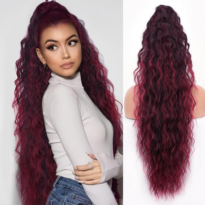 Claw Clip Long Wavy Ponytail Extension 30" Fluffy Natural Looking Synthetic Hairpiece