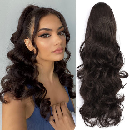Claw Clip In Long Wavy Ponytail Hair Extension For Women Fluffy Natural Looking Synthetic Hairpiece