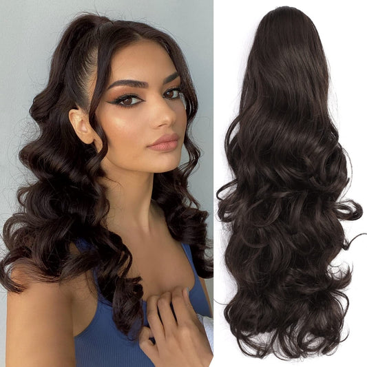 Claw Clip In Long Wavy Ponytail Hair Extension For Women Fluffy Natural Looking Synthetic Hairpiece