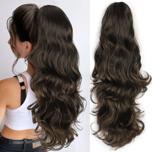 Claw Clip In Long Wavy Ponytail Hair Extension For Women Fluffy Natural Looking Synthetic Hairpiece