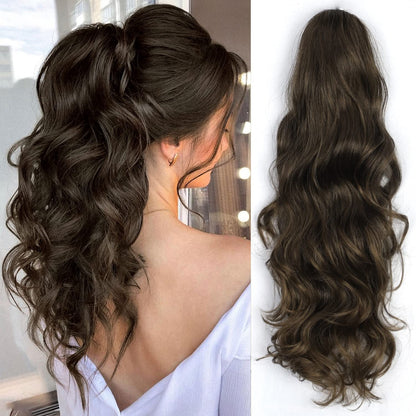 Claw Clip In Long Wavy Ponytail Hair Extension For Women Fluffy Natural Looking Synthetic Hairpiece