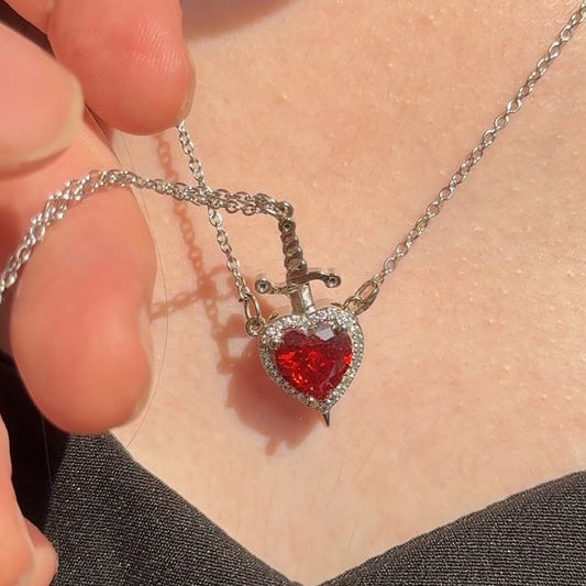 Multi-layered Heart-piercing Dagger Vintage Necklace