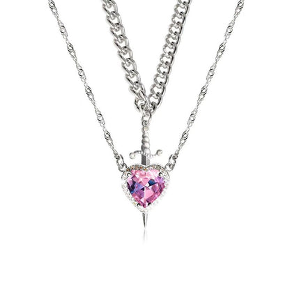 Multi-layered Heart-piercing Dagger Vintage Necklace