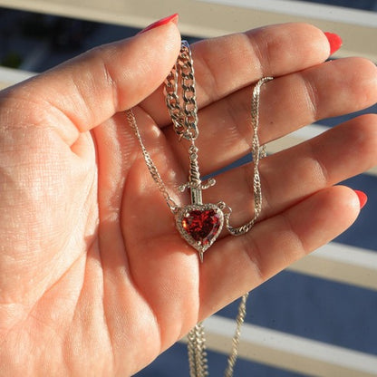 Multi-layered Heart-piercing Dagger Vintage Necklace
