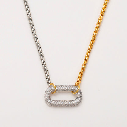 18k Gold Corn Chain U-Shaped Rhinestone Pendant Necklace