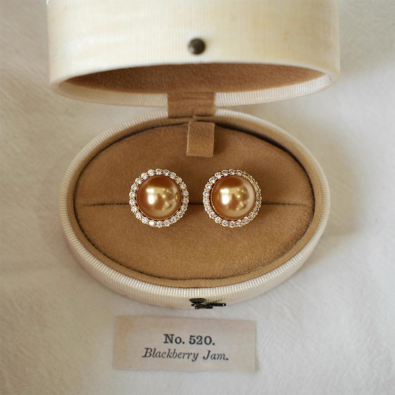 French Vintage Gold Pearl Earrings