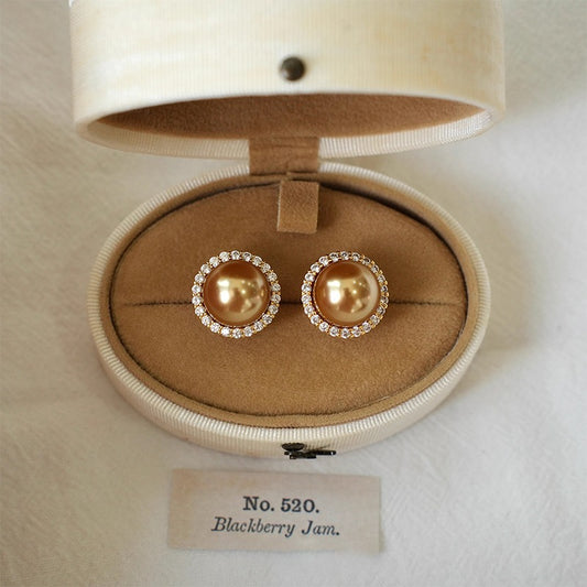 French Vintage Gold Pearl Earrings