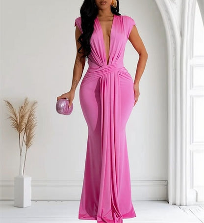 Deep V Neck Sleeveless Bodycon Maxi Dress